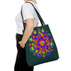 Colorful Mandala Mystical Nature Tote Bag with vibrant floral and paisley design