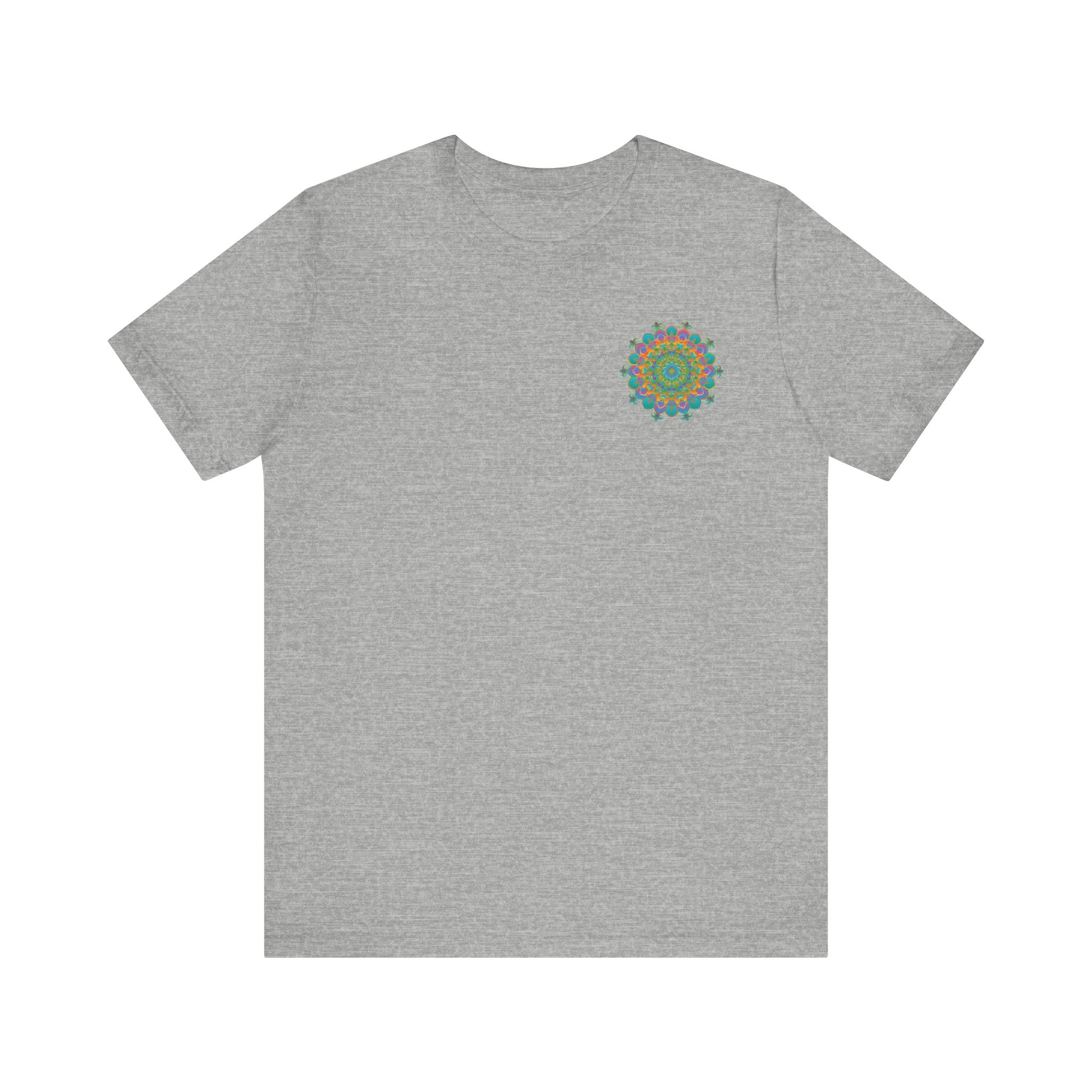 A colorful and intricate mandala design adorns this Vibrant Mandala Tee, symbolizing spiritual peace and harmony for a stylish and uplifting look