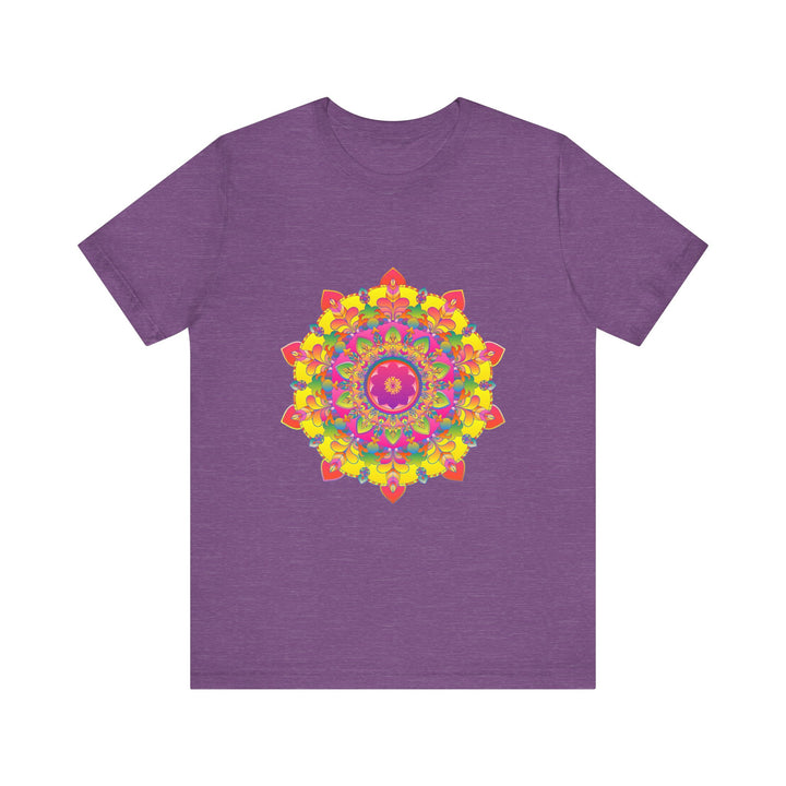 Vibrant Mandala Tee - Colorful Floral Design featuring a vibrant and intricate mandala pattern with a variety of colorful flowers and leaves