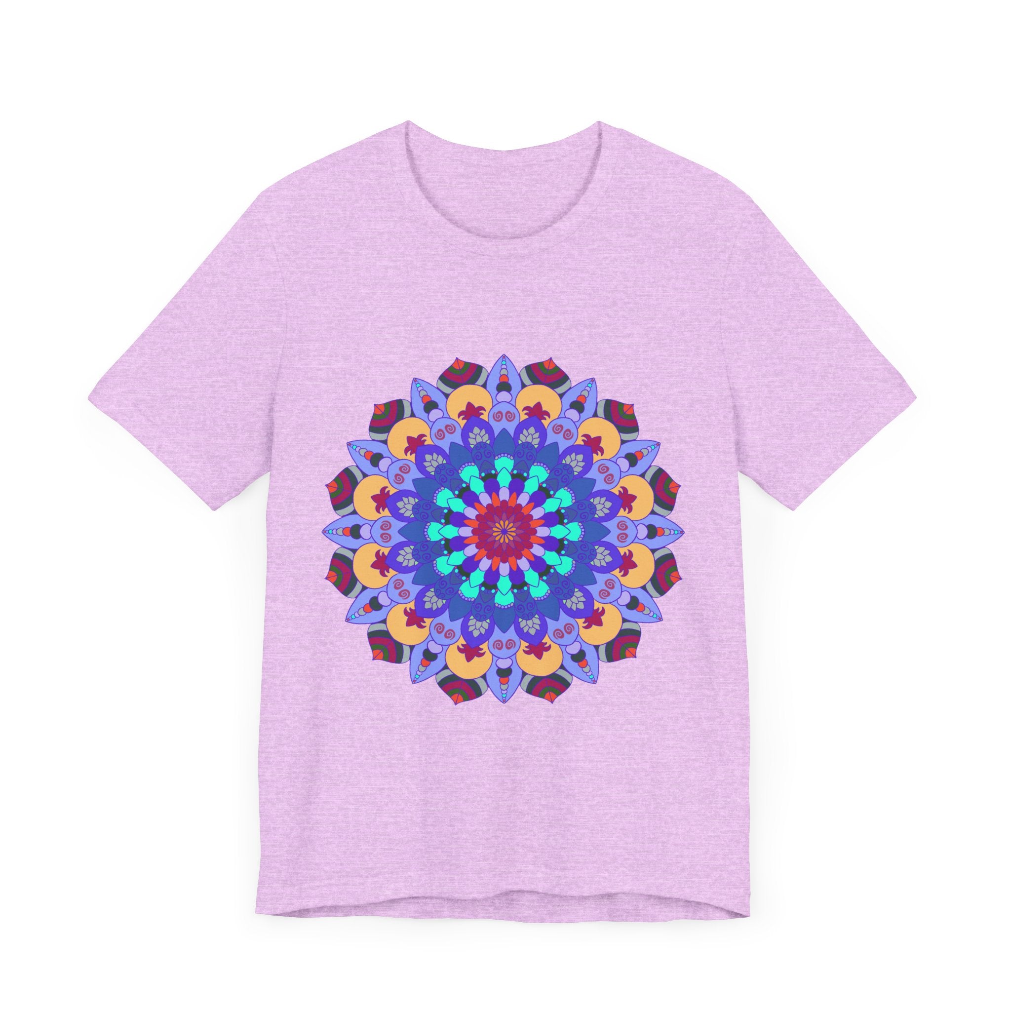 Vibrant Mandala Tee featuring colorful, intricate spiritual art design on a comfortable t-shirt