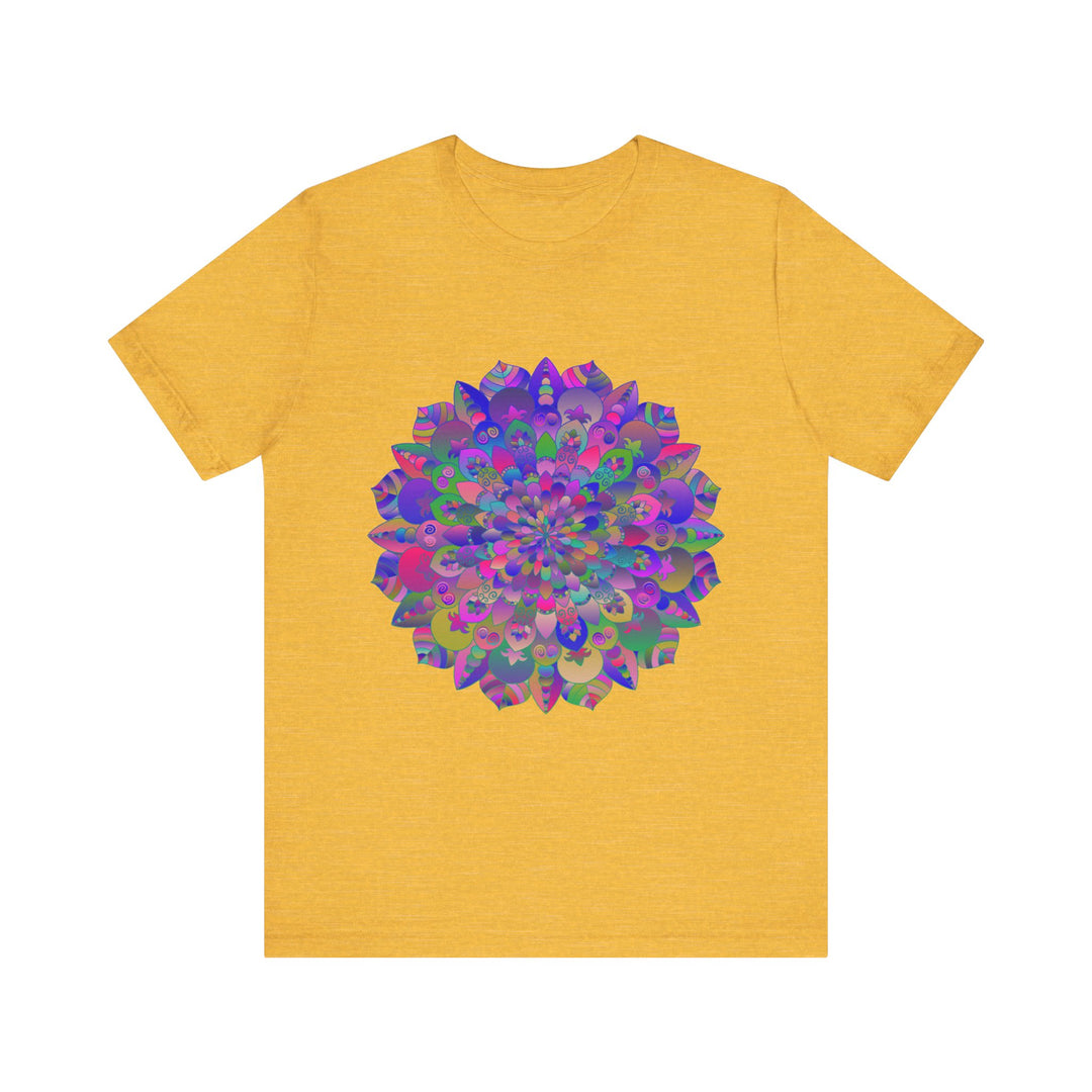 Vibrant Mandala T-Shirt featuring intricate spiritual art and colorful design