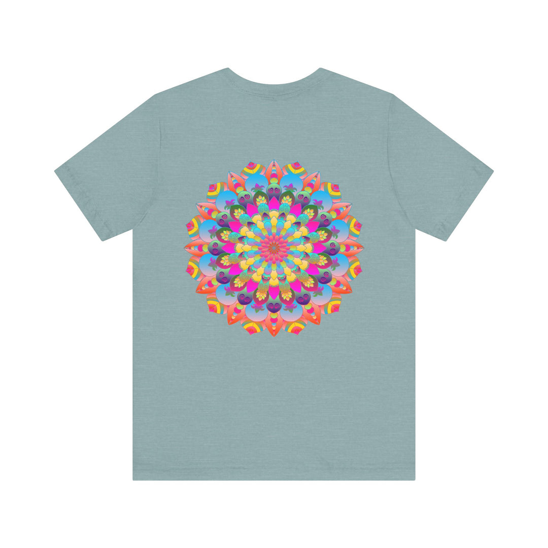 Colorful Mandala Tee with Symbols of Peace and Harmony