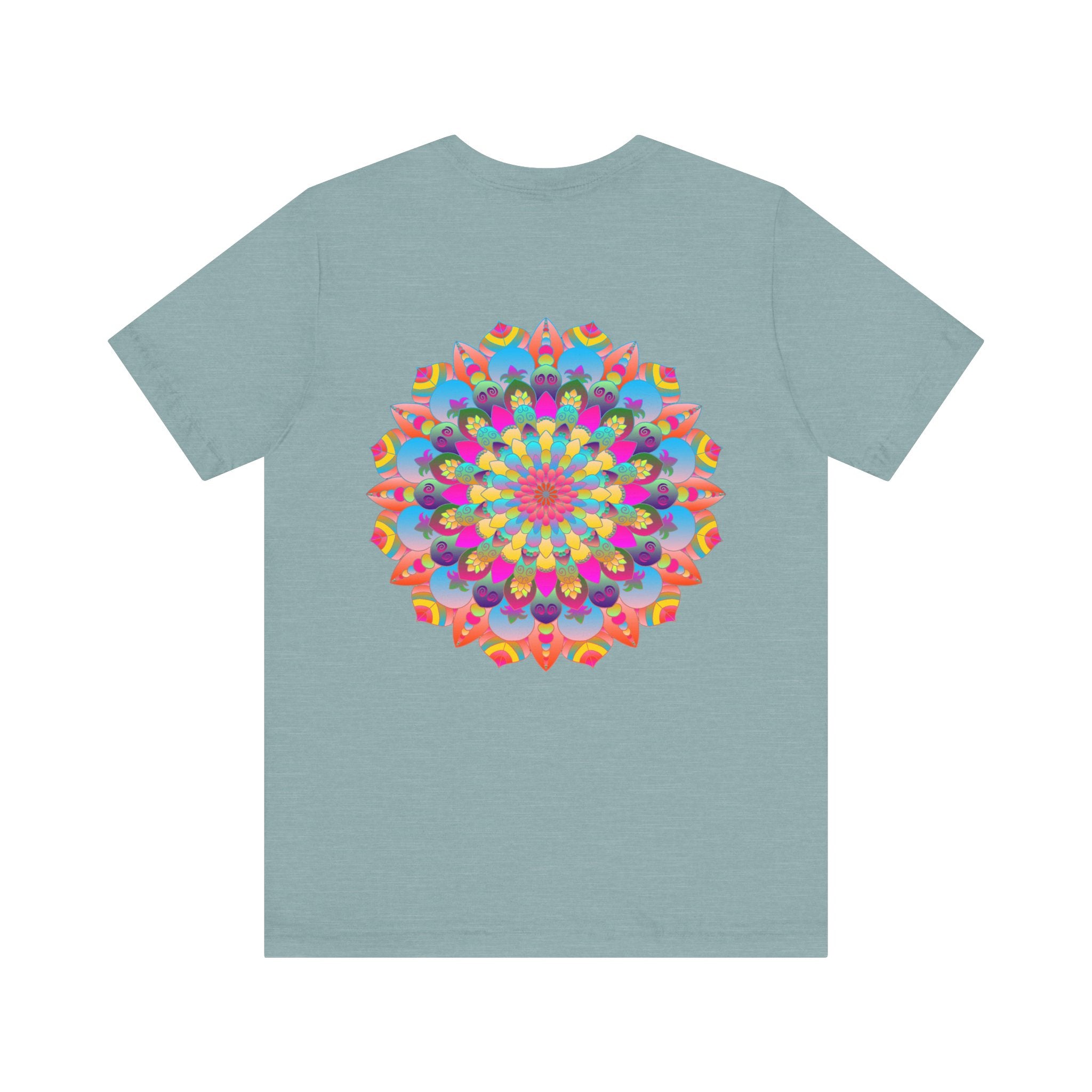 Colorful Mandala Tee with Symbols of Peace and Harmony