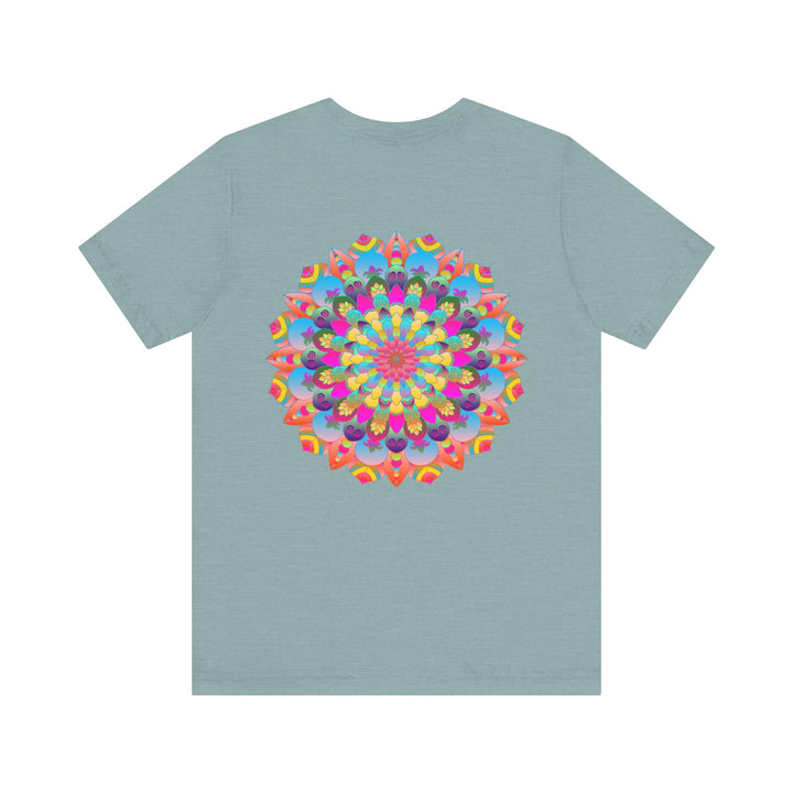 Colorful Mandala Tee with Symbols of Peace and Harmony