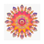 Vibrant Floral Mandala Fine Art Poster — Boho Wall Decor for Living Room & Meditation