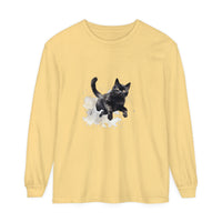 Black Cat Watercolor Splash T-Shirt featuring a playful feline design