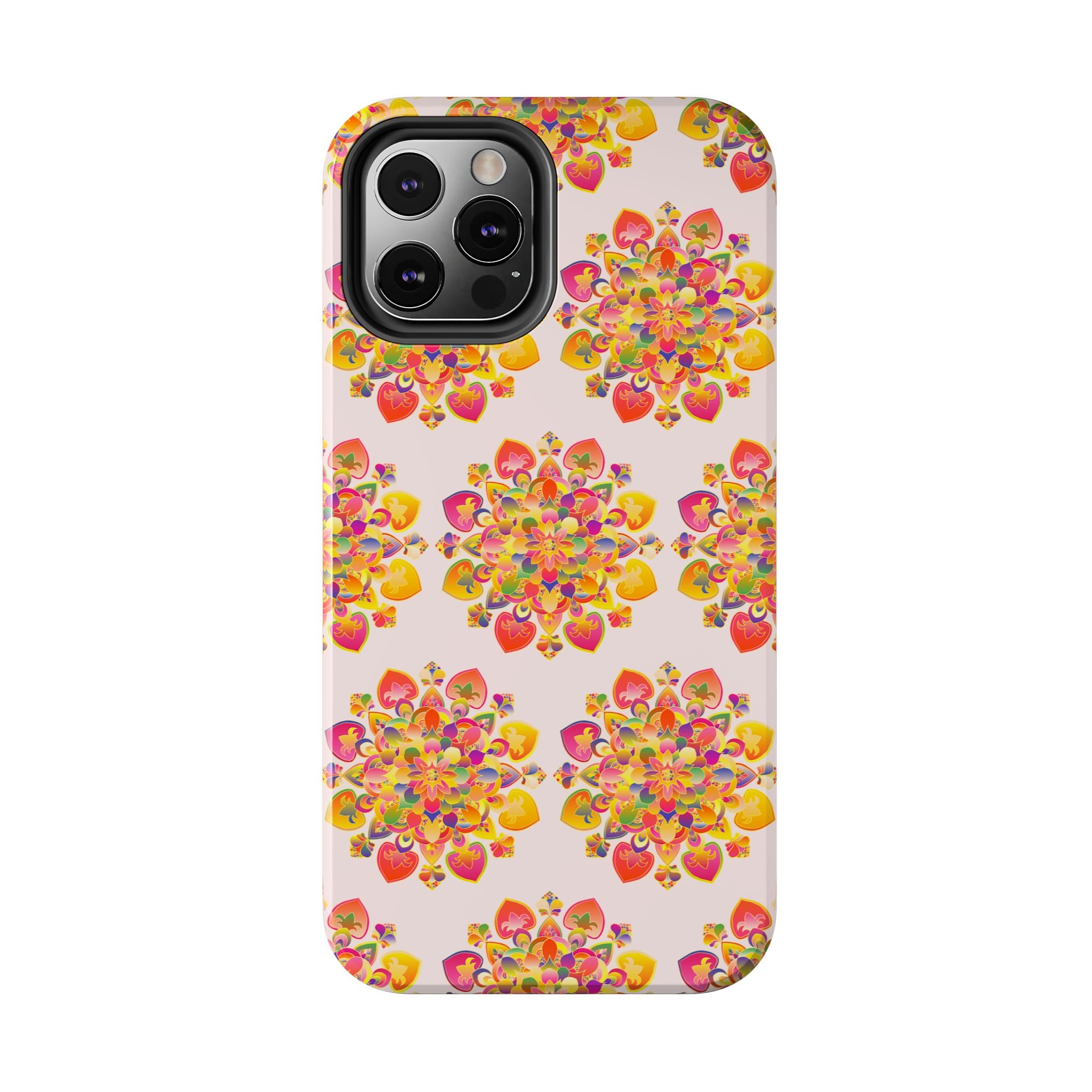 Phone Case - Hand-Drawn Mandala Art - Light Pink Long Description 52