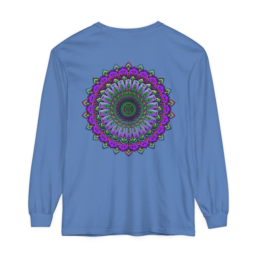 Intricate mandala design long sleeve t-shirt, perfect for both men and women