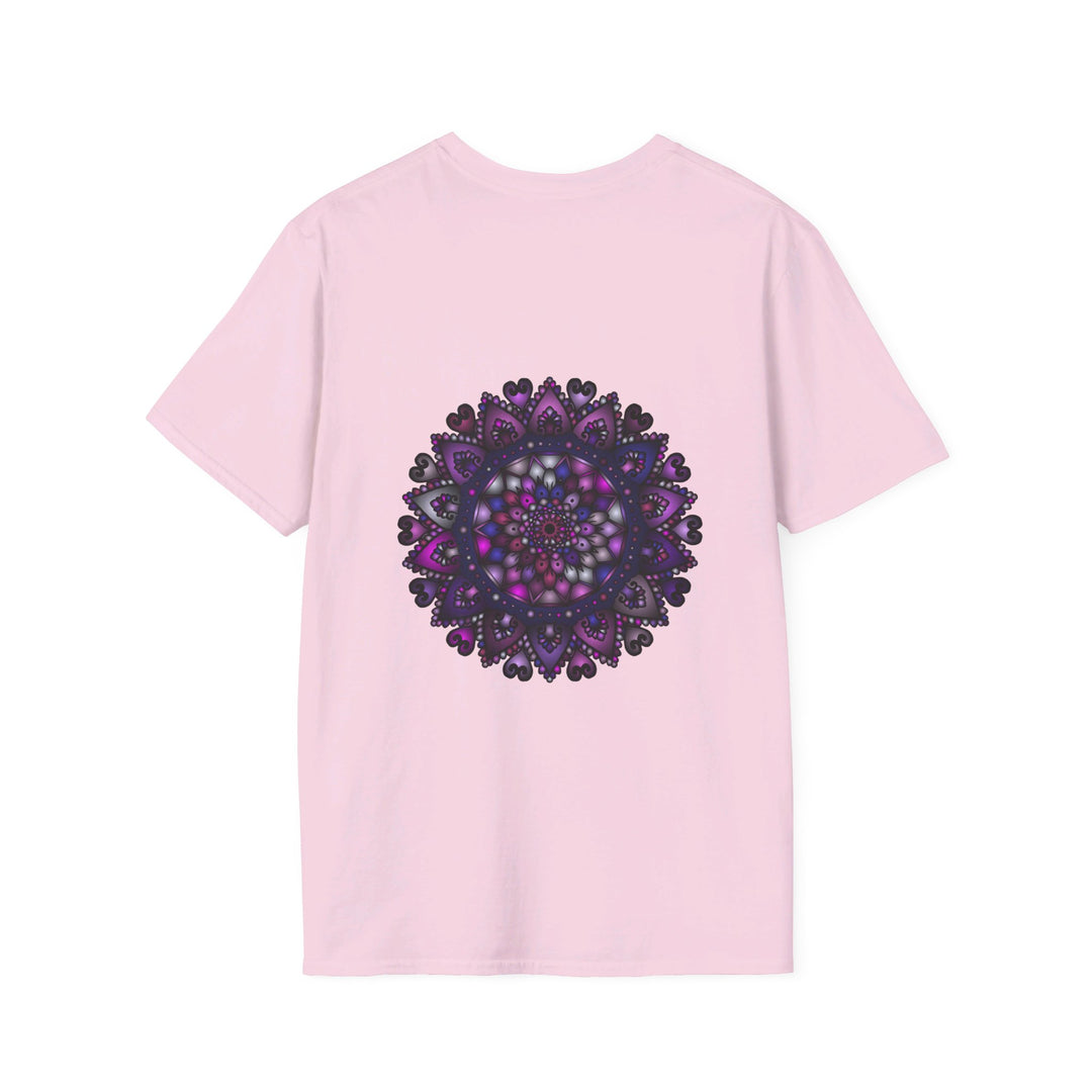 Softstyle unisex purple t-shirt with hand-drawn mandala art design