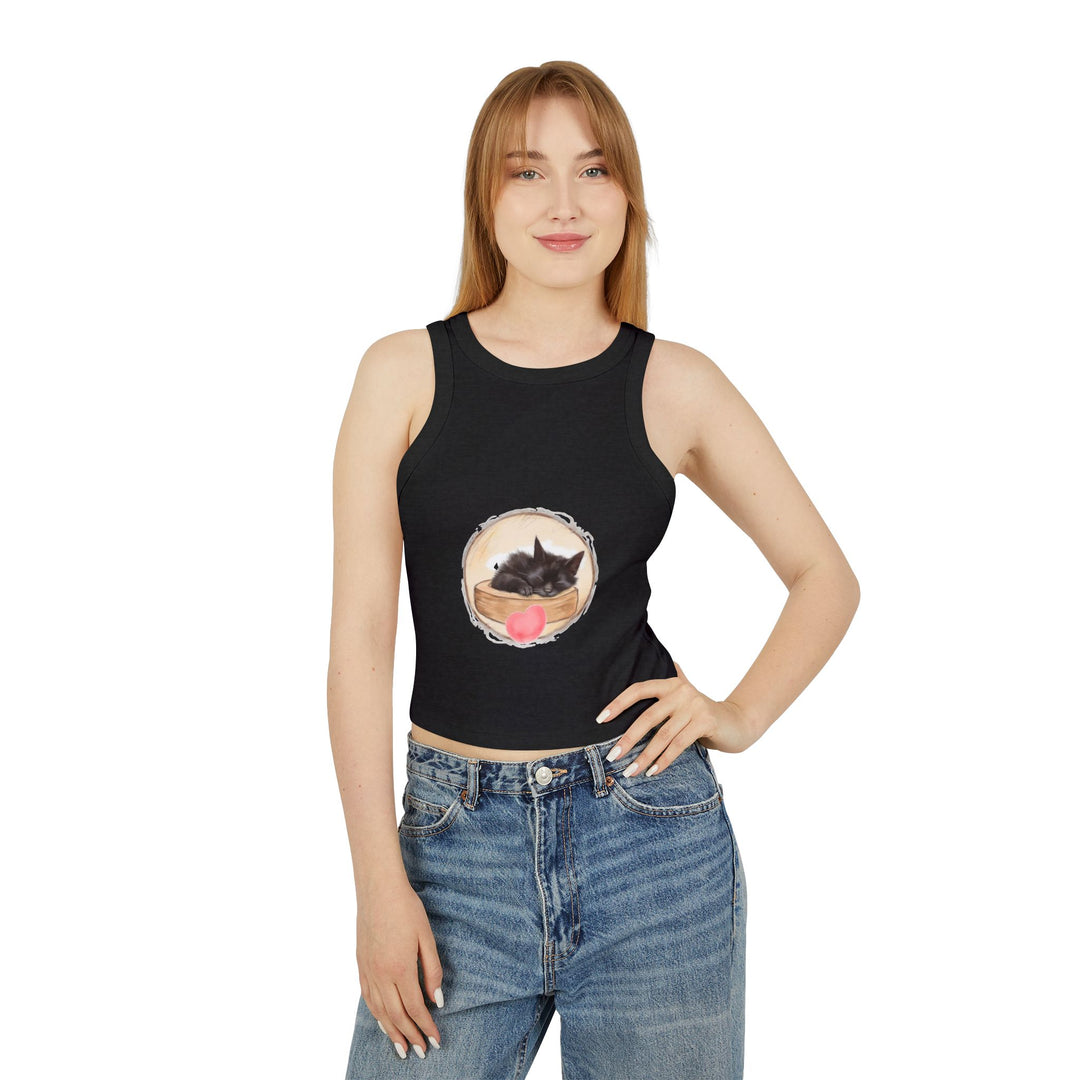 Kawaii-inspired tank top with an irresistibly cute kitten print