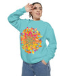 Colorful mandala sweatshirt with intricate geometric patterns and vibrant hues