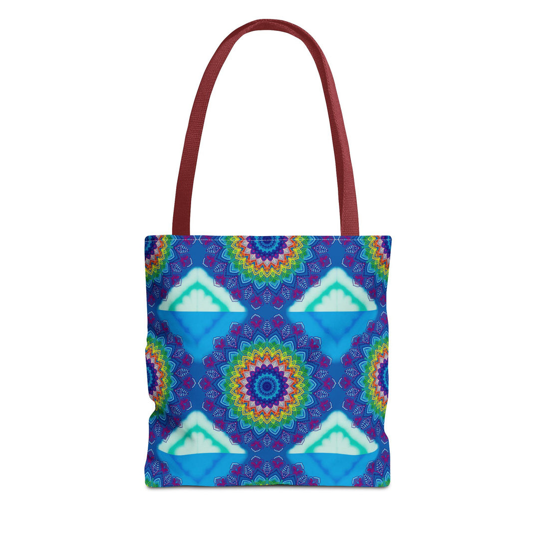 Beautiful and vibrant colorful mandala tote bag with intricate design and durable material for stylish and functional use