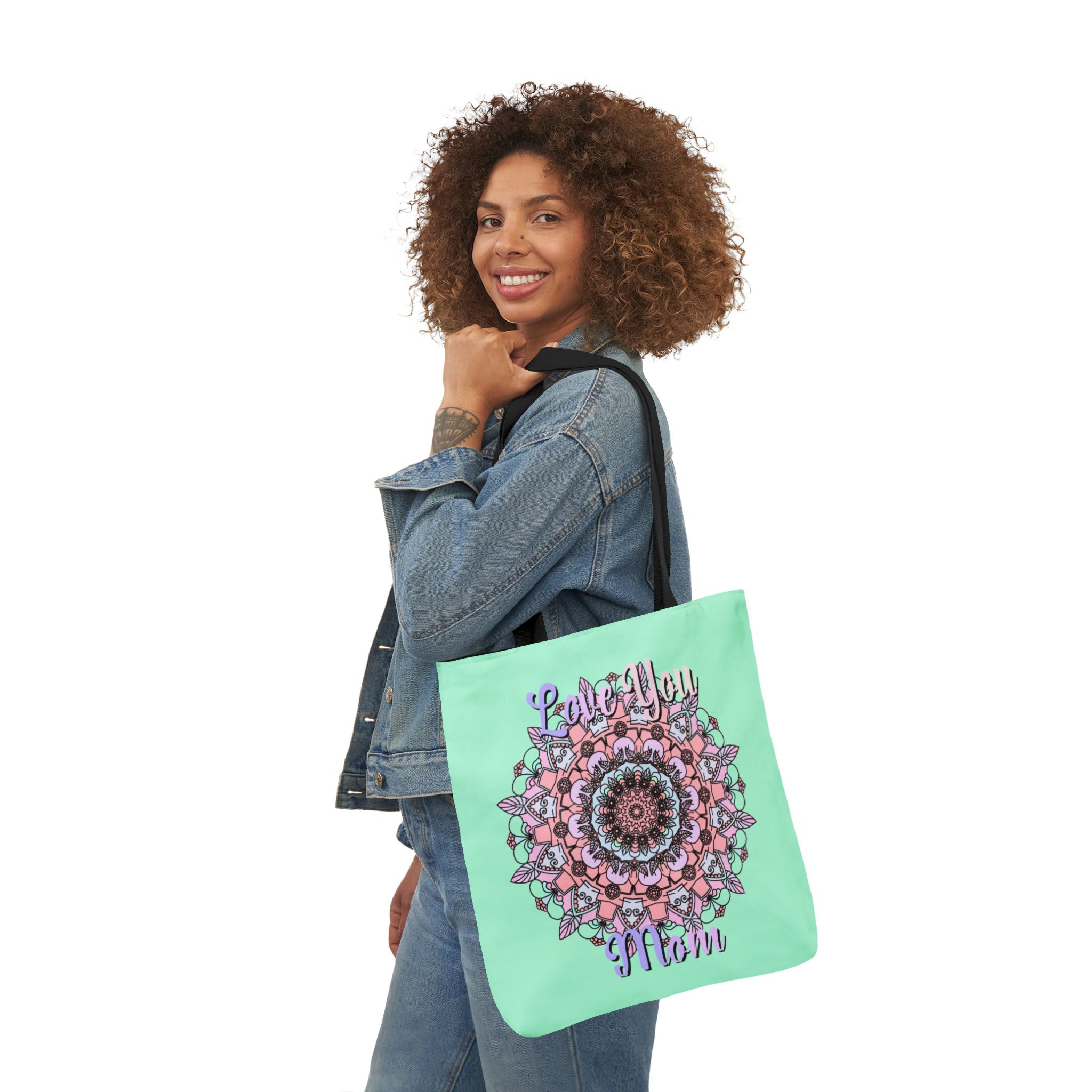 Mandala 'Love You Mom' Canvas Tote — Floral Mother's Day Gift Bag