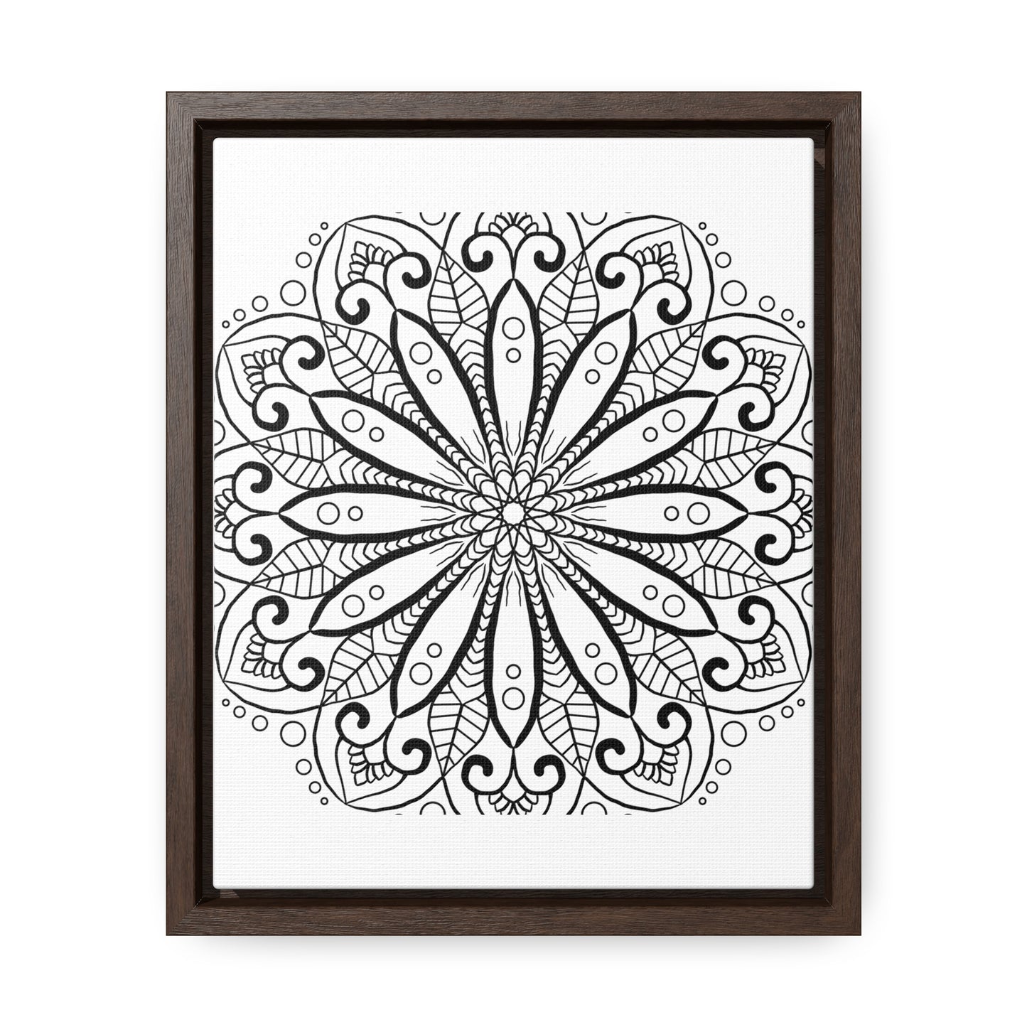 Handmade black and white mandala art on gallery canvas wraps