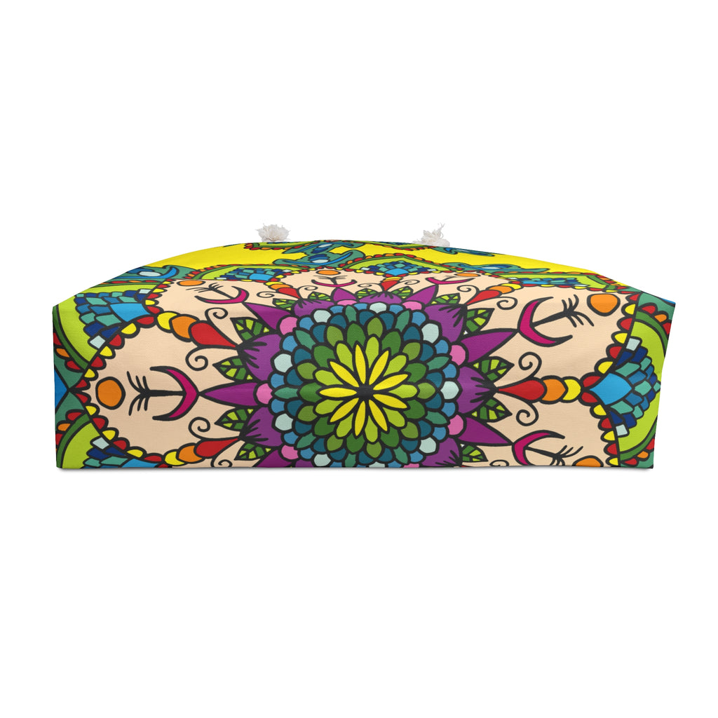 Bright Yellow Mandala Weekender Bag for Joyful Beach Escapes
