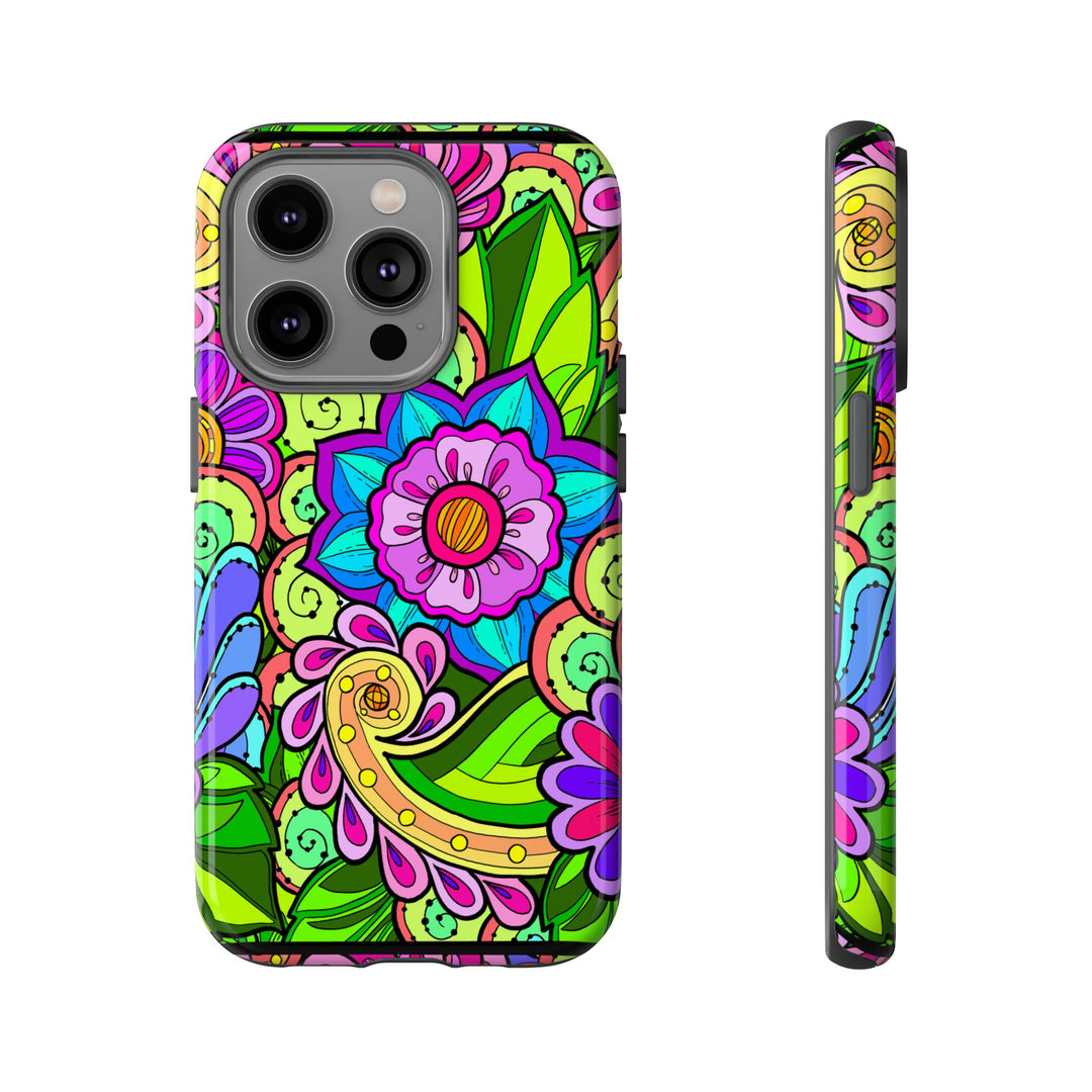 Floral Fantasy iPhone and Google Pixel Case in Bright Green Palette