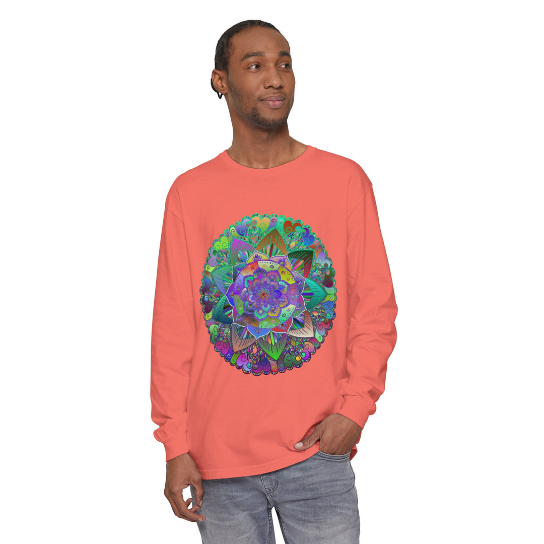 Colorful and intricate mandala design long sleeve unisex t-shirt