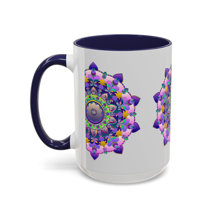 A vibrant and intricately designed Mandala Art Mug showcasing a colorful floral pattern