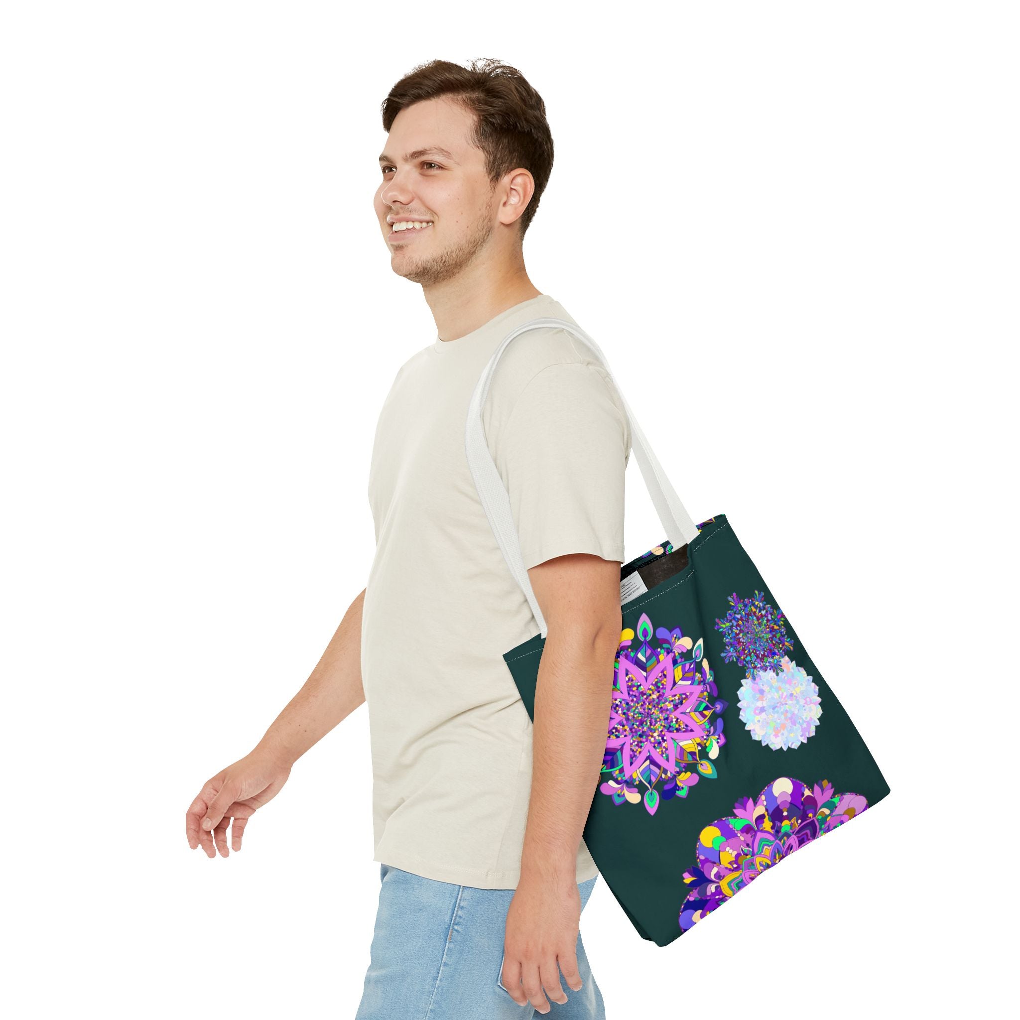 Colorful Mandala Tote Bag with intricate hand-stitched patterns and spacious interior