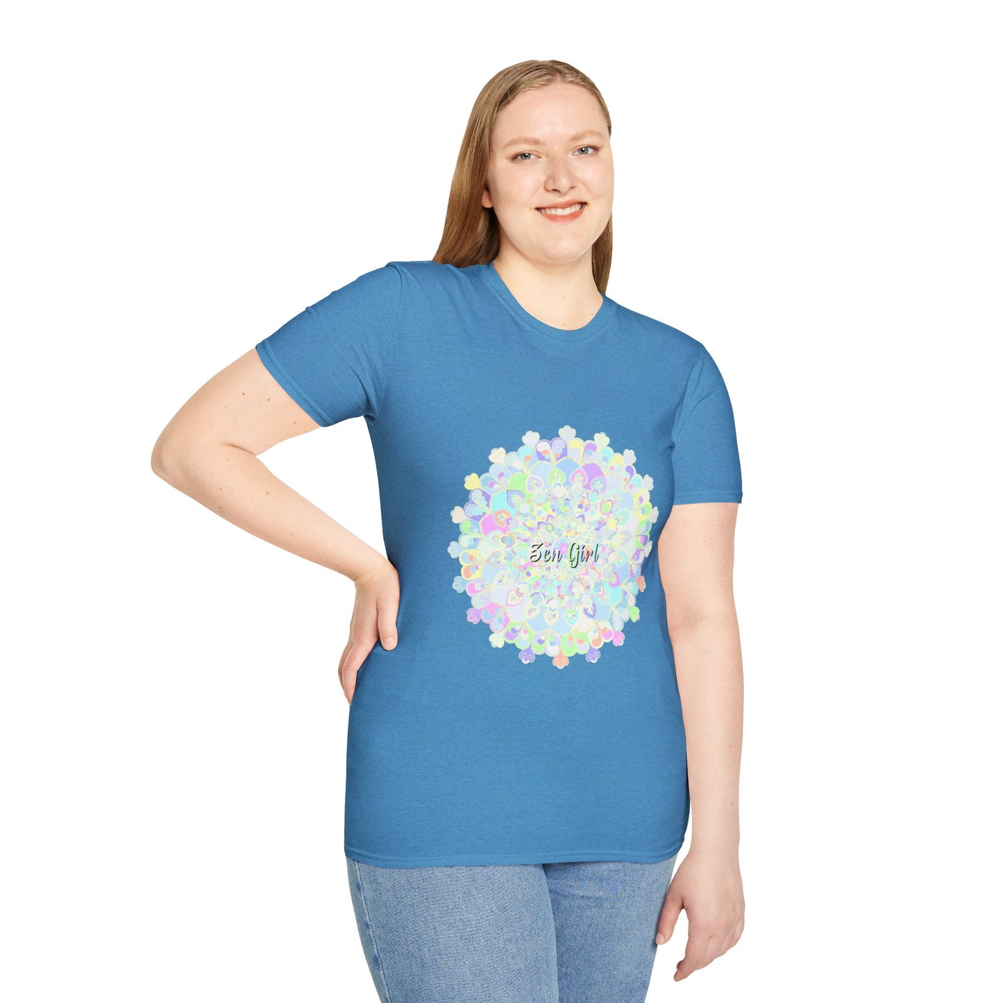 Colorful mandala t-shirt with a unique and intricate design, perfect for adding a pop of style to your wardrobe