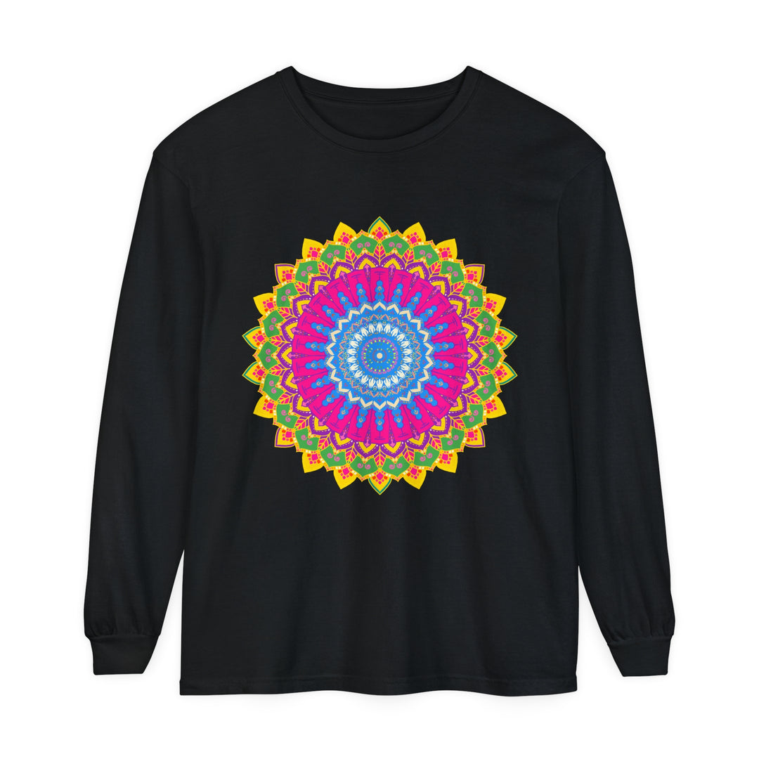 Colorful and intricate mandala design long sleeve t-shirt for all genders