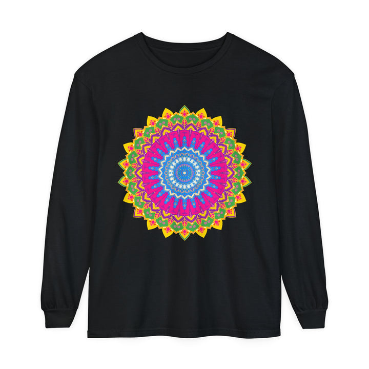 Colorful and intricate mandala design long sleeve t-shirt for all genders