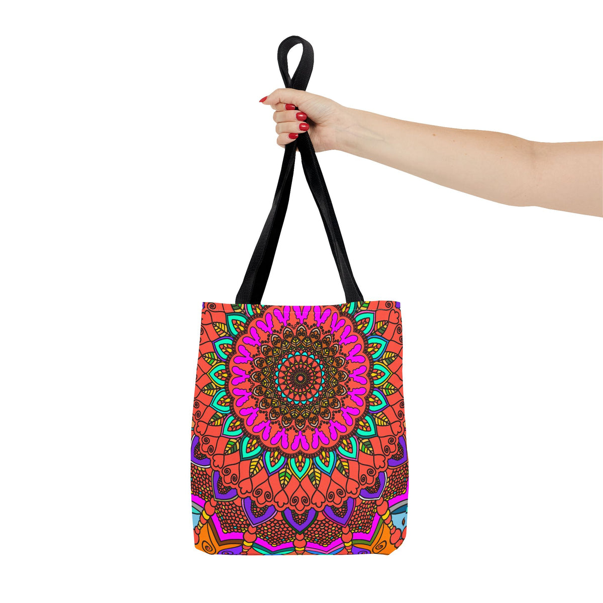 Colorful Mandala Tote Bag – Boho Psychedelic All-Over Print