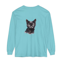 Black Cat Watercolor Long Sleeve T-Shirt - Women's Animal Graphic Tee