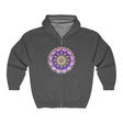 Colorful and intricate mandala design hoodie with vibrant and psychedelic art