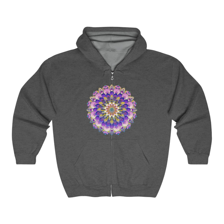 Colorful and intricate mandala design hoodie with vibrant and psychedelic art