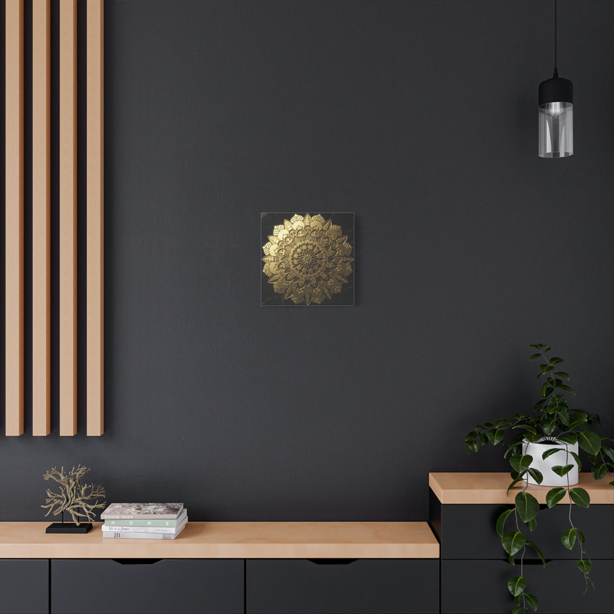 Midnight Mandala Reflection – Stretched Matte Canvas