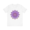 Beautiful purple and gold mandala tee featuring intricate spiritual art design