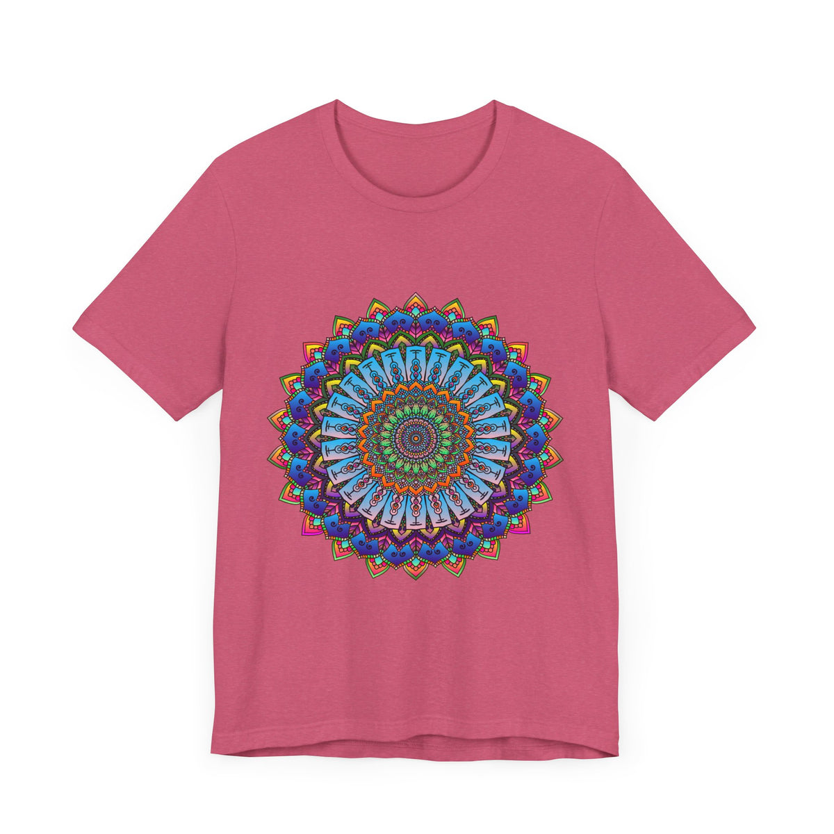 Vibrant Mandala Tee featuring a colorful and intricate design with intricate patterns and bright, eye-catching colors, perfect for adding a pop of vibrancy to any outfit