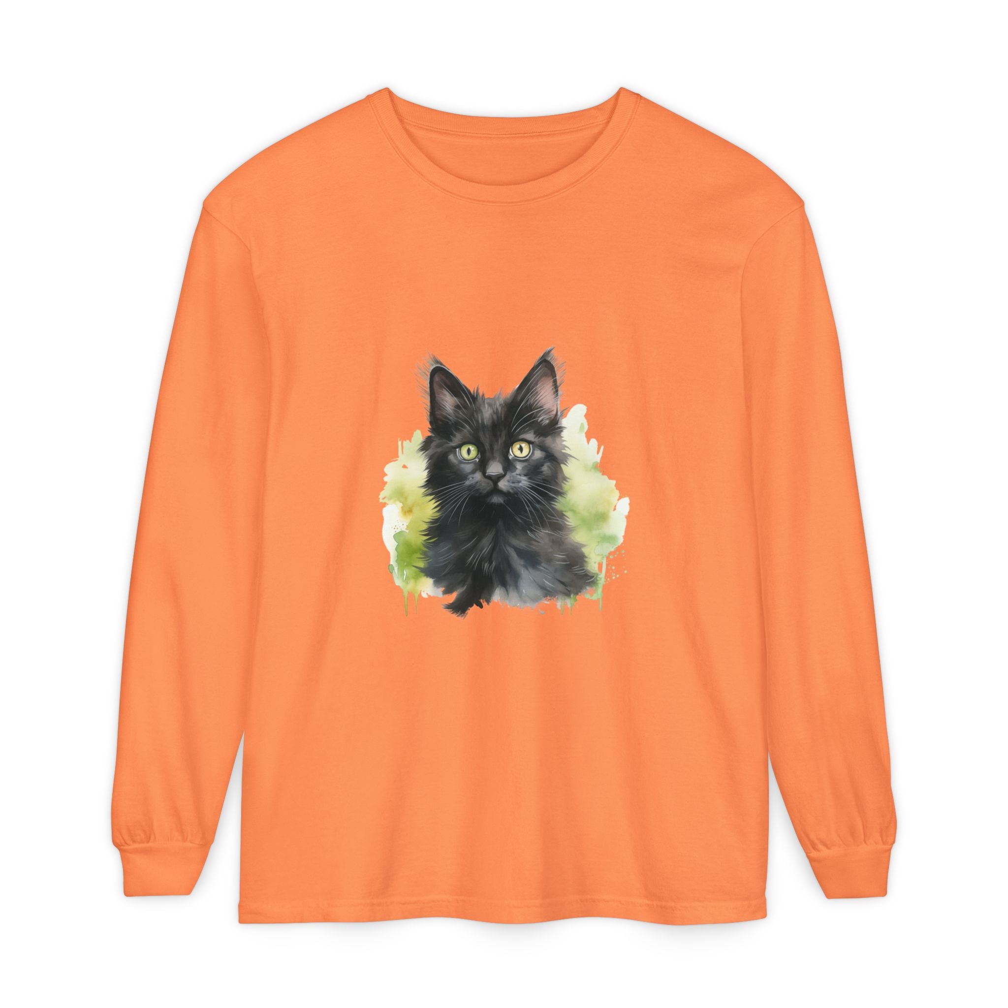 Full Sleeve Tee | Black Kitten Watercolor
