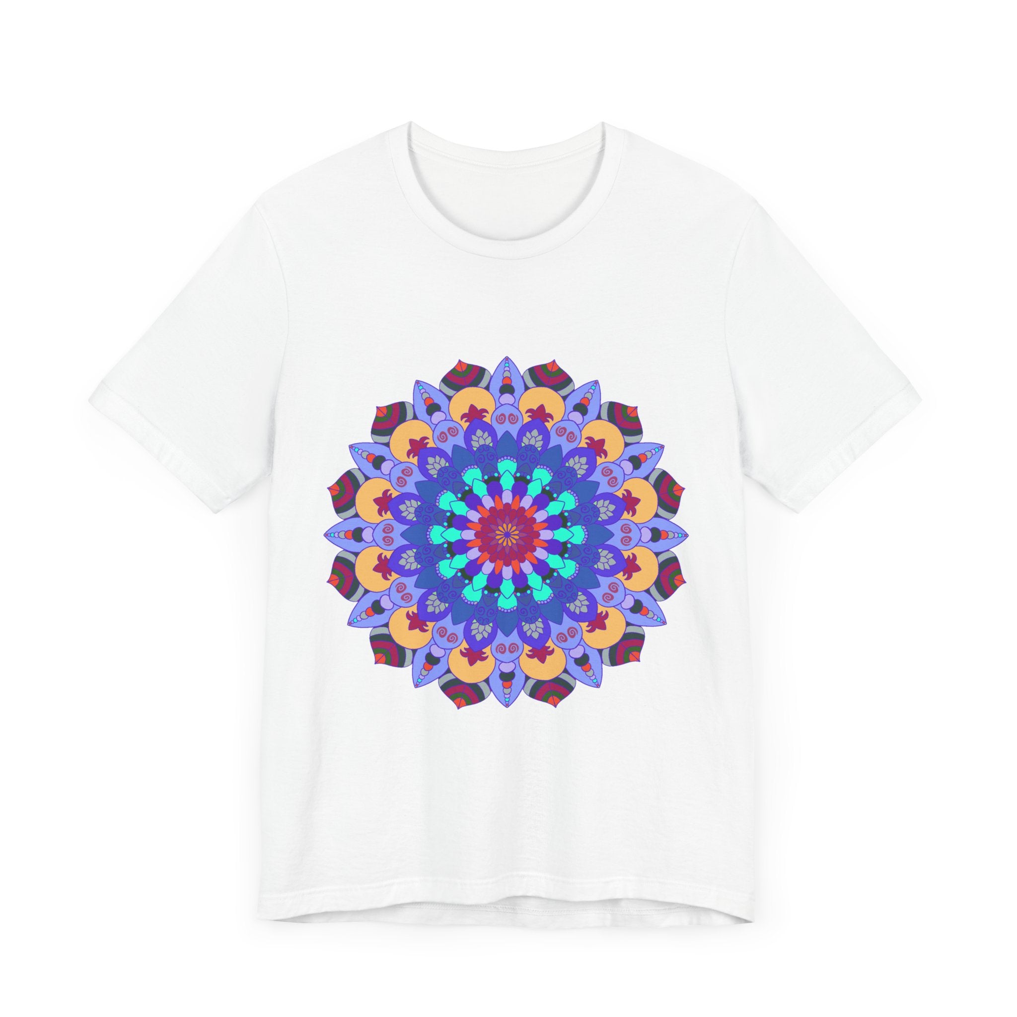 Vibrant Mandala Tee featuring colorful spiritual art, perfect for a unique and eye-catching wardrobe addition