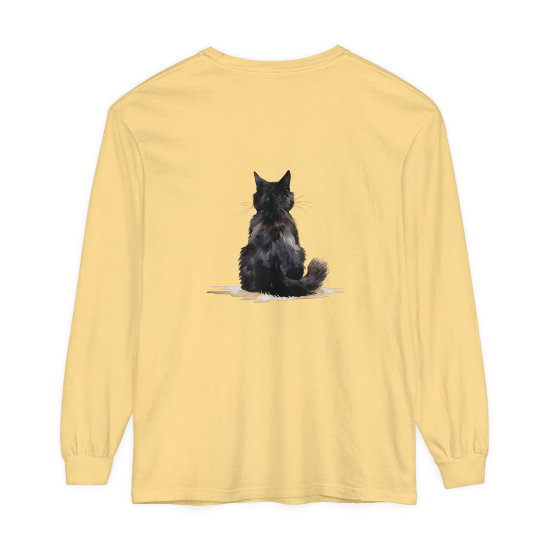 Black Cat Watercolor Long Sleeve T-Shirt - Unisex Apparel for Cat Lovers