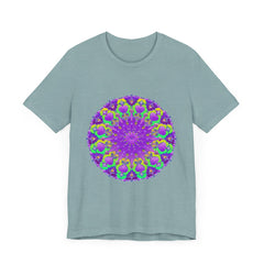 Beautiful purple and green mandala tee with intricate and detailed design