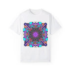 Unisex Mandala T-Shirt showcasing hand-drawn mandala art, made with 100% ring-spun cotton and garment-dyed for extra comfort