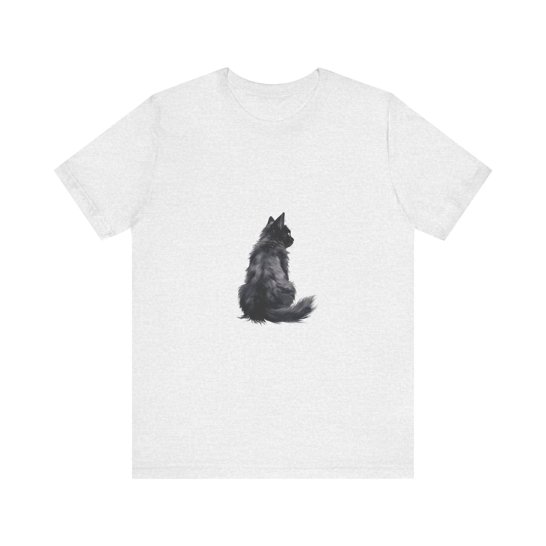 Black cat silhouette tee, featuring a cozy and comfortable design