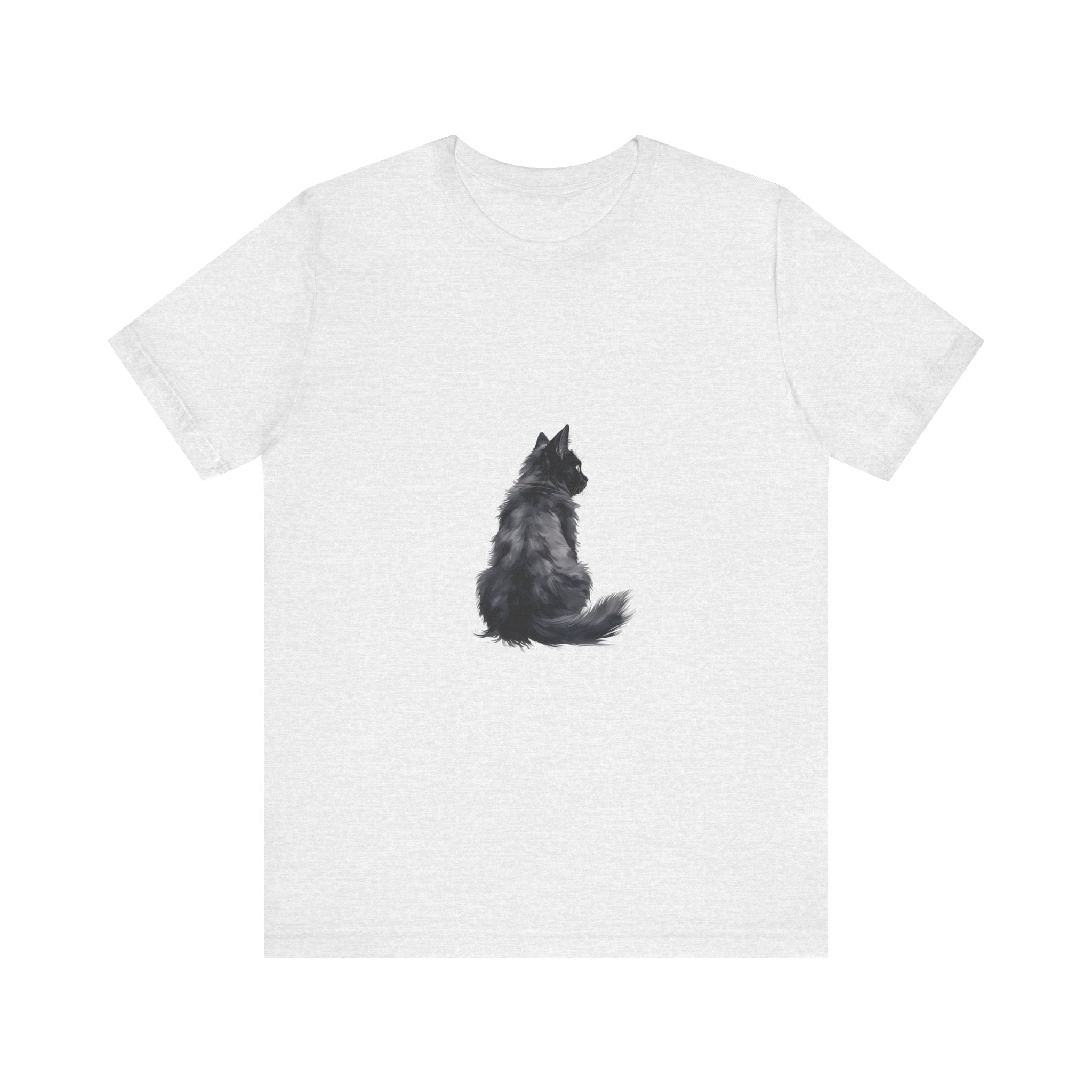 Black cat silhouette tee, featuring a cozy and comfortable design