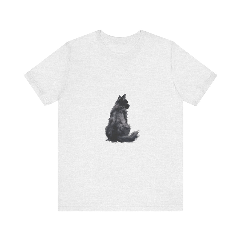 Black cat silhouette tee, featuring a cozy and comfortable design