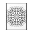 Beautiful handmade mandala art in black and white, displayed on gallery canvas wraps with a vertical frame