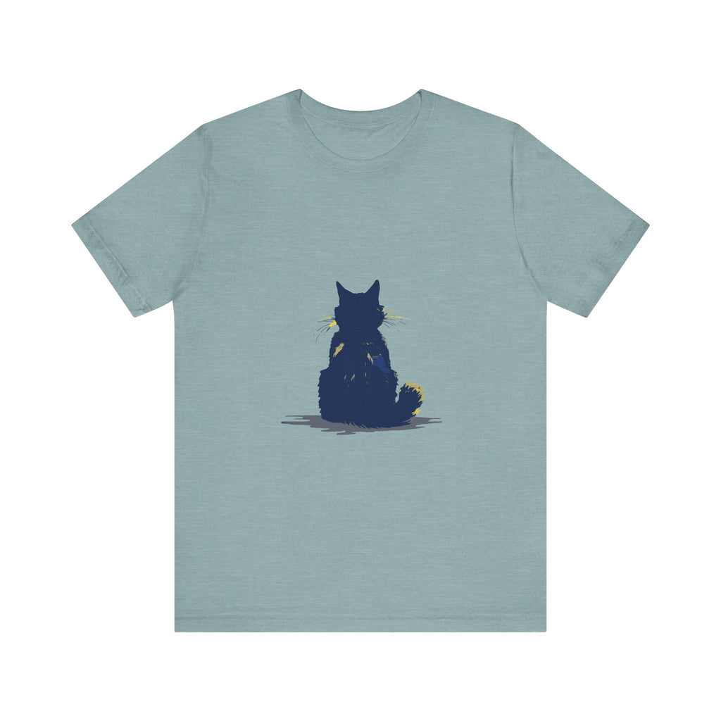 Black Cat Mystery T-Shirt - Simple & Cool, featuring a sleek black cat design against a stylish background