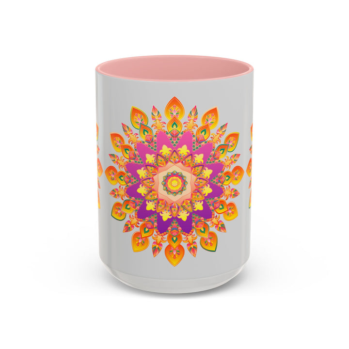 Vibrant and intricate floral mandala art design on ceramic coffee mug