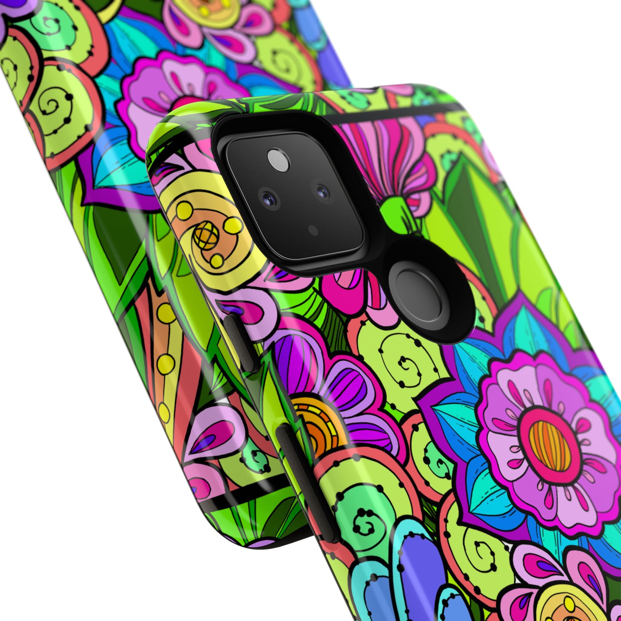 Floral Fantasy iPhone and Google Pixel Case in Bright Green Palette