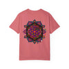 Unisex Halloween Mandala T-shirt featuring handcrafted pumpkin mandala art on a garment-dyed tee