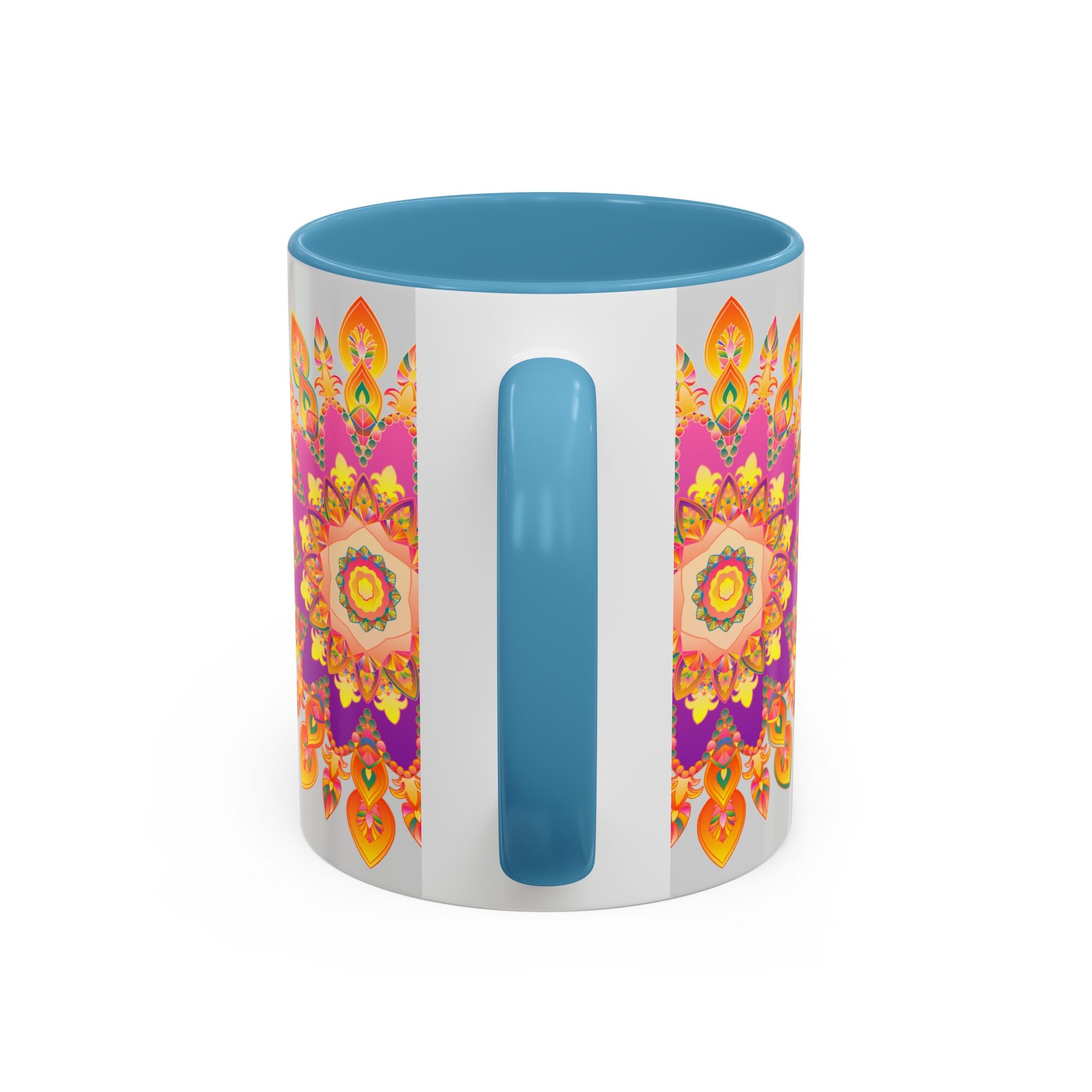 Beautiful mandala art mug with vibrant and intricate floral design