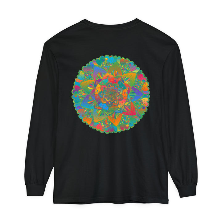 Colorful and intricate mandala design on a comfortable unisex long sleeve t-shirt