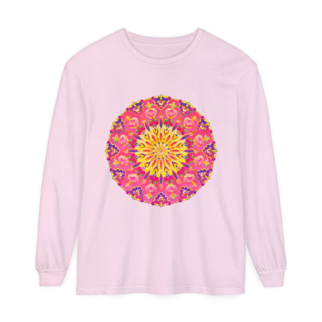 Colorful and intricate mandala design long sleeve unisex t-shirt for all genders