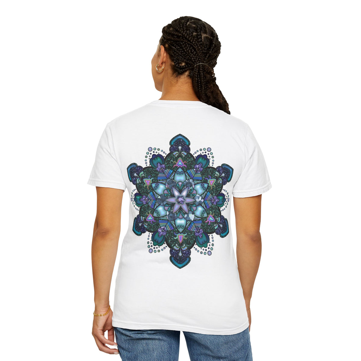 Mandala T-Shirt – Blue Purple Boho Geometric Floral Design